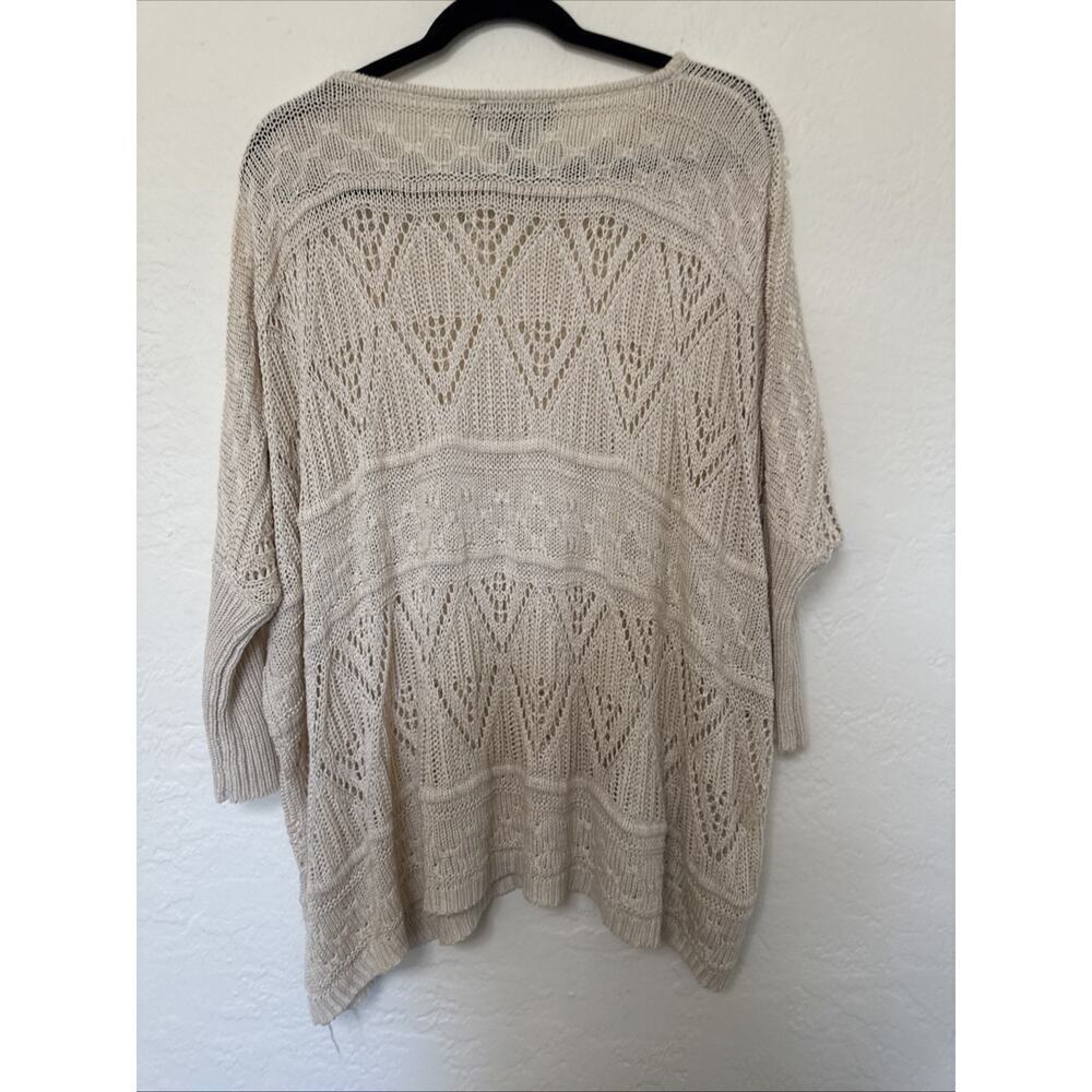 Oversized Drop Shoulder Cream beige Sweater Size Medium loose knit boho - Picture 7 of 11